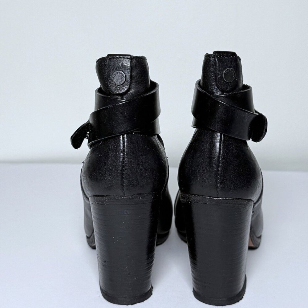 Rag and Bone Harrow Black Leather Ankle Boots Size 39.5 9.5 Heels Quiet Luxury - Picture 5 of 9